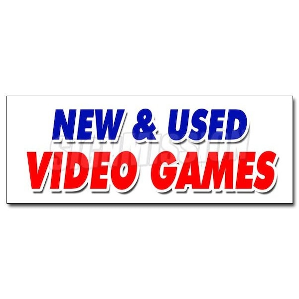 Signmission NEW AND USED VIDEO GAMES DECAL sticker huge sale game retail store, D-48 New And Used Video Games D-48 New And Used Video Games - main
